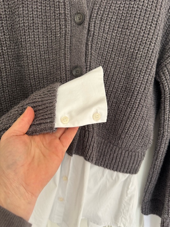 Anthropologie Charcoal Gray Chunky Button-Front Cardigan - Picture 4 of 4